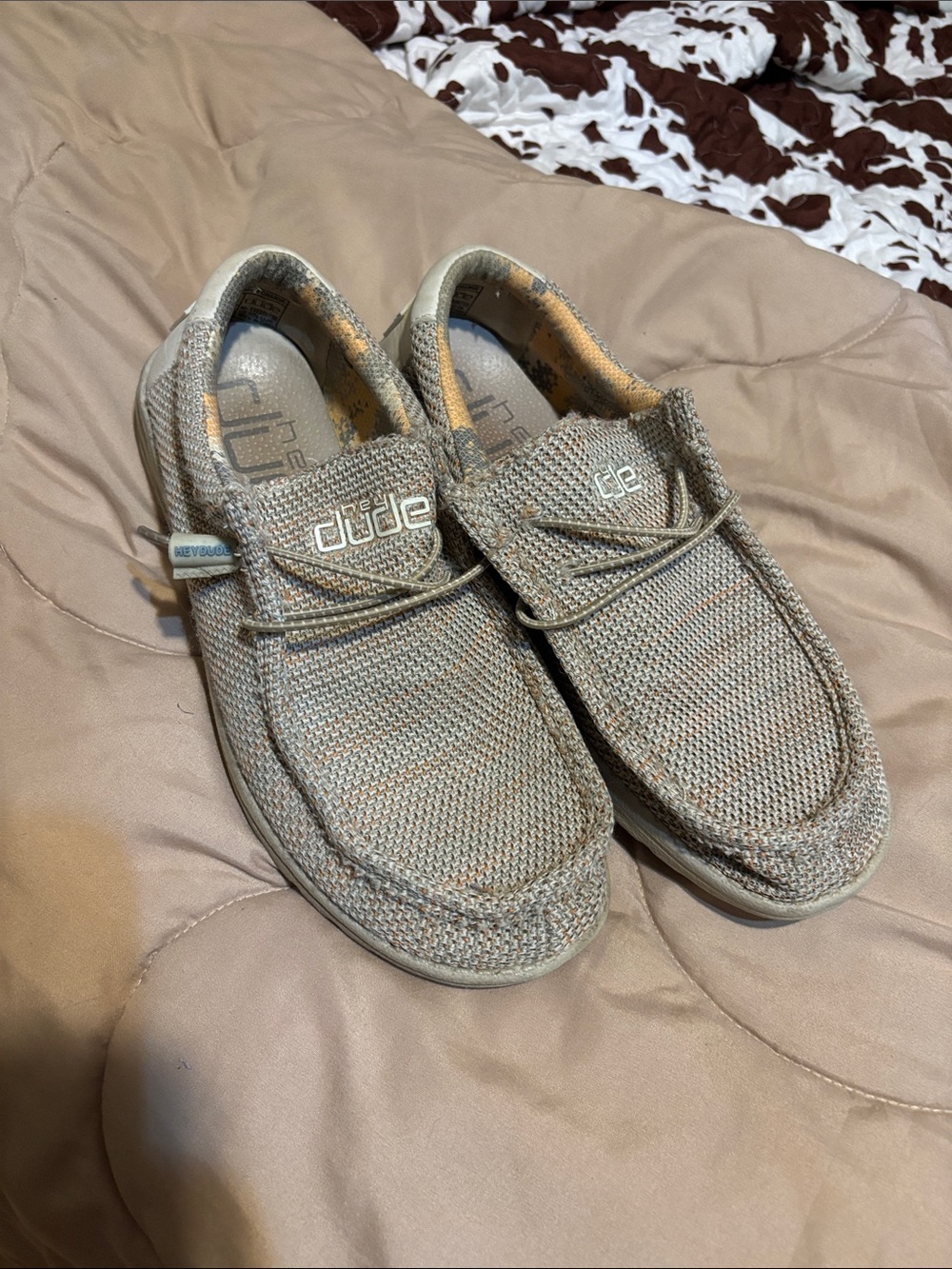 Hey Dude Men’s Slip-On Knit Loafers — Beige/Tan